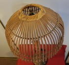 Vintage Mid-Century Modern Rattan Shade Bamboo Base Table Lamp Circa 1950s WORKS — photo 4
