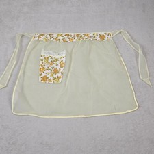Vintage Apron Womens Yellow Sheer Floral Mid Century Housewife Kitchen 60s 1960s