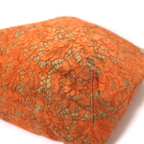 Valentino Glam Reversible Lace Tote Orange/Tan Large Crossbody Shoulder Bag - Bild 13 von 14