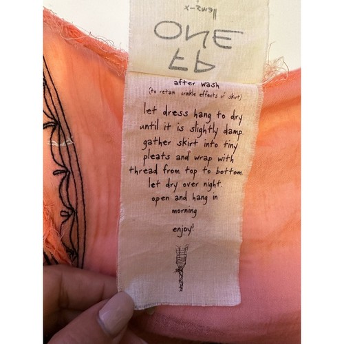 New Free People Cotton Orange Embroidered Blouse Sz XS - Picture 9 of 9