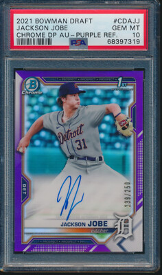 PSA 10 JACKSON JOBE AUTO 1st 2021 Bowman Chrome PURPLE REFRACTOR 