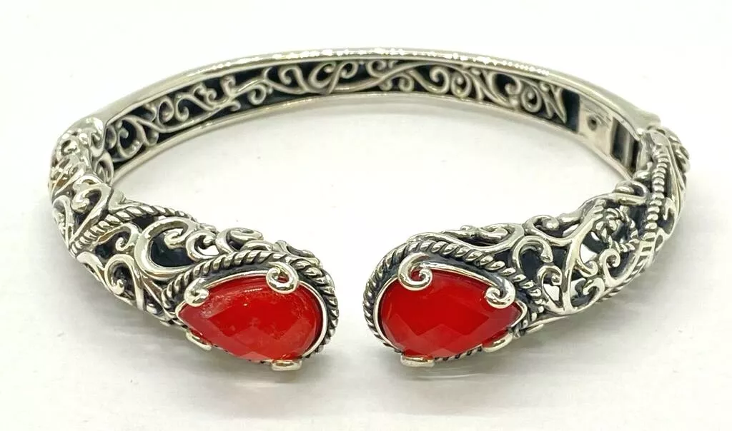 QVC Carolyn Pollack Designer Signature Sterling Red Coral Gemstone
