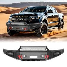YEEGO For 2019-2023 Ford Ranger Steel Front Bumper with Winch Plate and Lights