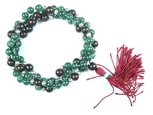 YOGA MALA BEADS PROSPERITY MALACHITE ROSEWOOD BEADS JAPAMALA NECKLACE JEWELRY - Picture 2 of 3