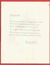 BG6-POEM AUTOGRAPH SIGN-CLAUDE SERNET-[ERNEST SPIRIT]-[POOR AND RICH]