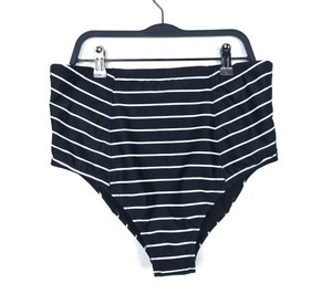 black and white striped high waisted bikini