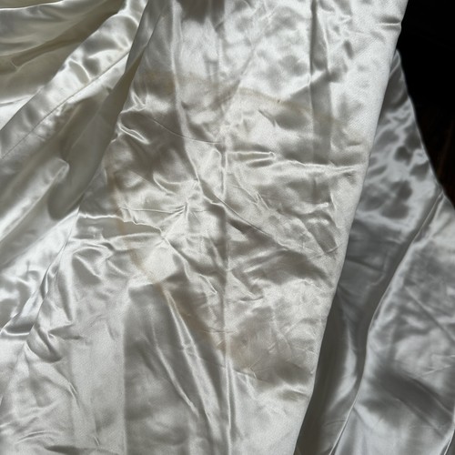 Vintage 40s Candlelight Liquid Satin Wedding Dress Ivory Beaded Train S/M - Picture 7 of 15