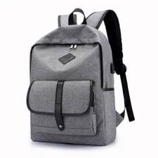 Backpack for School Travel Work, Steel Grey Unisex with USB Port for Power Bank