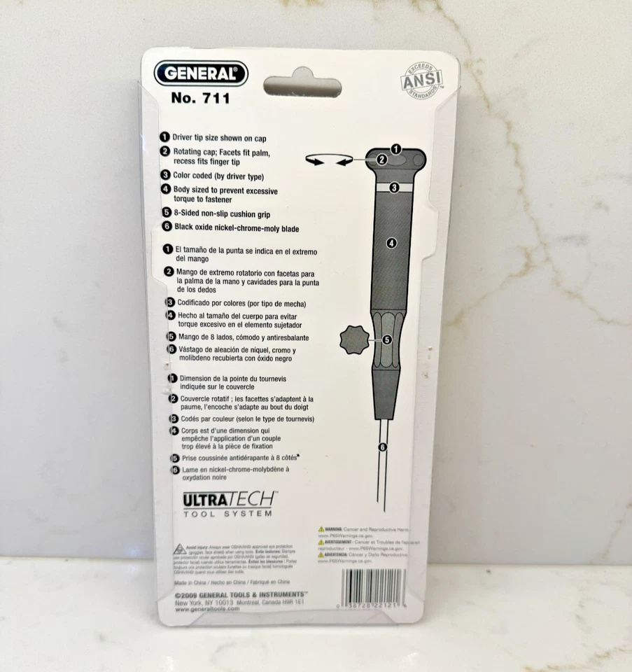 NEW GENERAL TOOLS  711 5 PIECE TORX SCREWDRIVER ULTRA TECH SET CUSHIONED GRIP - Image 3 of 3