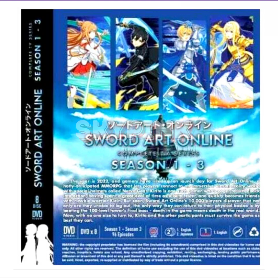 Sword Art Online Season 1 2 3 (Volume. 1-96 End) Complete DVD English Dubbed Foto 2 de 4