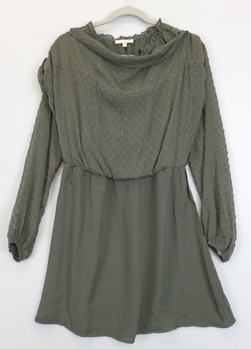 Abito corto Skies Are blu stanco con volant manica contadina smocked donna XS oliva - Foto 3 di 12