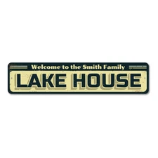 Family Lake House Sign, Personalized Welcome Sign, Metal Lake Metal Wall Decor