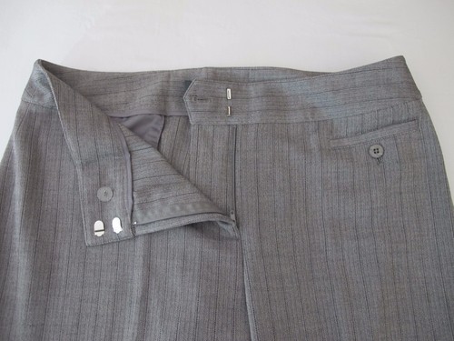 Atelier Gray Striped Herringbone Dress Pants UNHEMMED Poly Viscose Spandex 10 - Picture 3 of 11