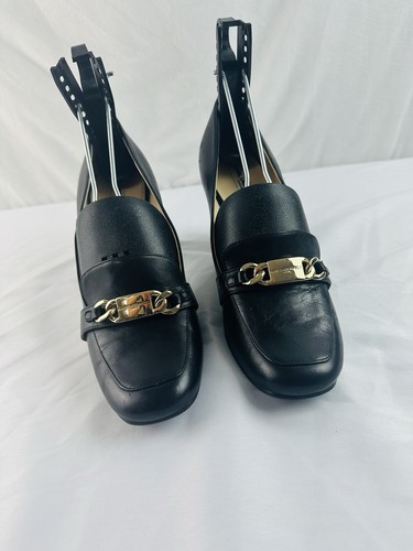 Karl Lagerfeld Paris Leather Block Heel Loafer Brown Size 9 NWOT - Picture 3 of 16