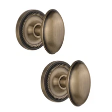 Nostalgic Warehouse Rope Rosette Mortise-Lock Set with Round Brass Knobs