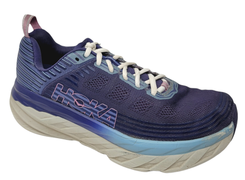 Hoka One One Womens 10 Bondi 6 Athlectic Lace Running Shoes Purple Blue  - Picture 1 of 7