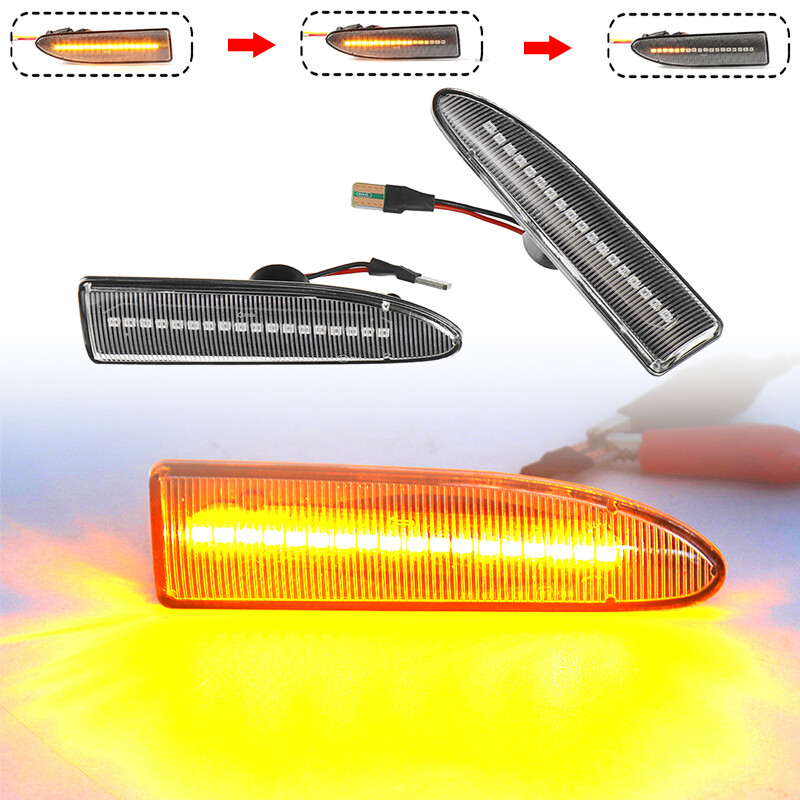 2x LED Sequential Side Marker Turn Signals For Jaguar X-Type 2002-2008 - Dynamic Lights