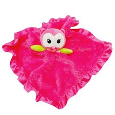 Okie Dokie Hot Pink Owl Blanket Rattle Soft Plush Security Lovey Lovie 14 Inch