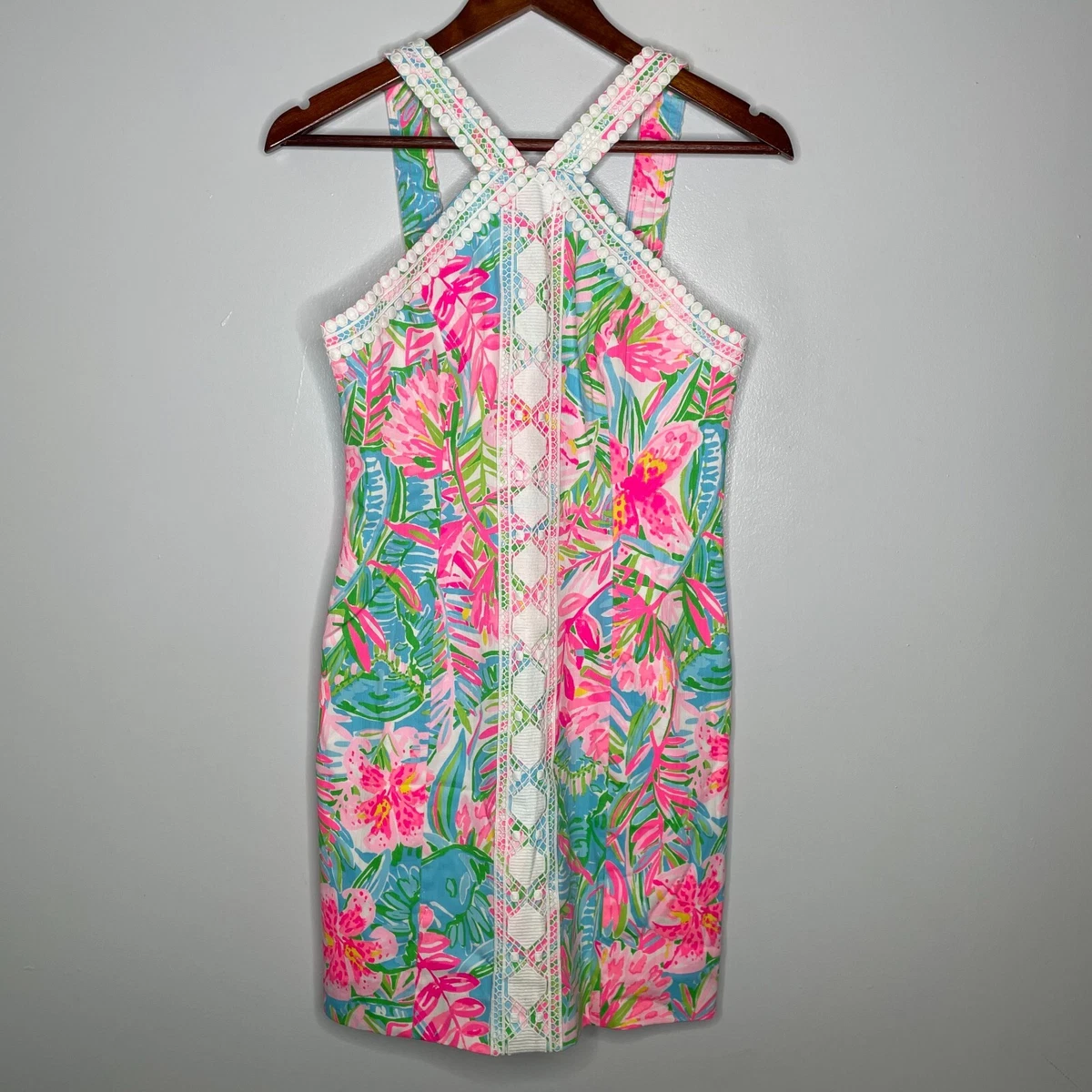 Lilly Pulitzer Vena Shift Dress Women Sz 0 Blue Pink Pop Up Lilly