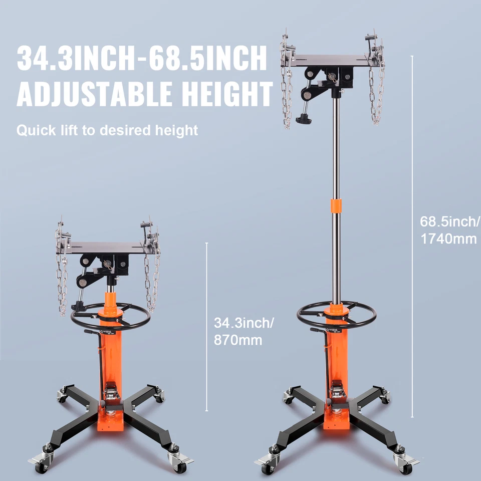VEVOR 1322-1660 lbs Hydraulic Transmission Jack 360° Swivel Wheels Lift Hoist Foto 3 de 4