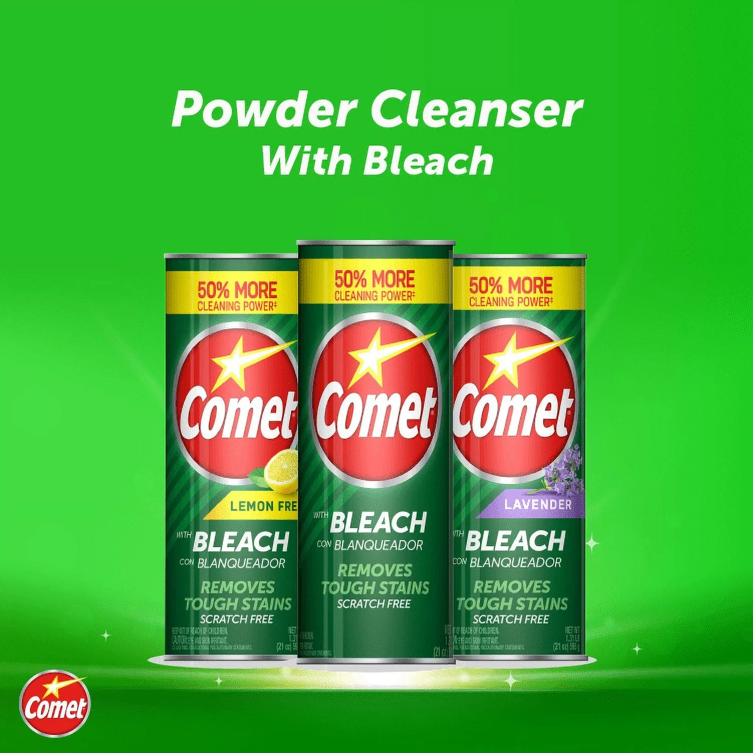 Comet with Bleach Powder All-Purpose Cleaner Deodorizer Stain Remover, (4PACK)