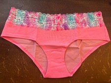 VICTORIA'S SECRET Pop Art Pink Extra Low Rise Hipster Panty w/Lace sz Medium