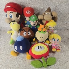 Nintendo Plush Lot of 11 Mario Luigi Bowser Jr Yoshi Peach Donkey Kong NICE 