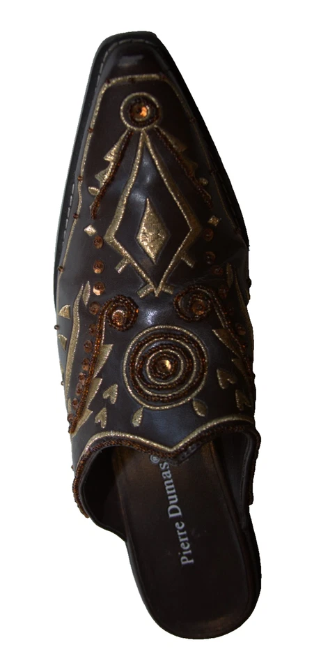 Mules Pierre Dumas Marrón Bordado, Mujer Talla 8 Foto 2 de 3