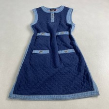 Chanel Sleeveless Denim Dress Navy Coco Button S/M