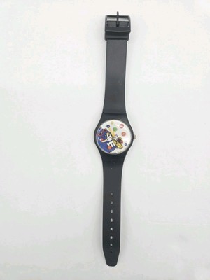 1996 M&M's Mars Watch Blue Man Playing Saxophone Black Band Candy