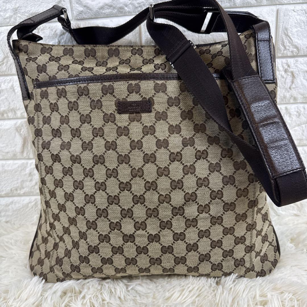 GUCCI GG Monogram Canvas Shoulder Bag in Brown
