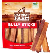 Odor Free Jumbo Bully Sticks 6 Inch 12 Pack Extra-Thick Dog Treats   Fully