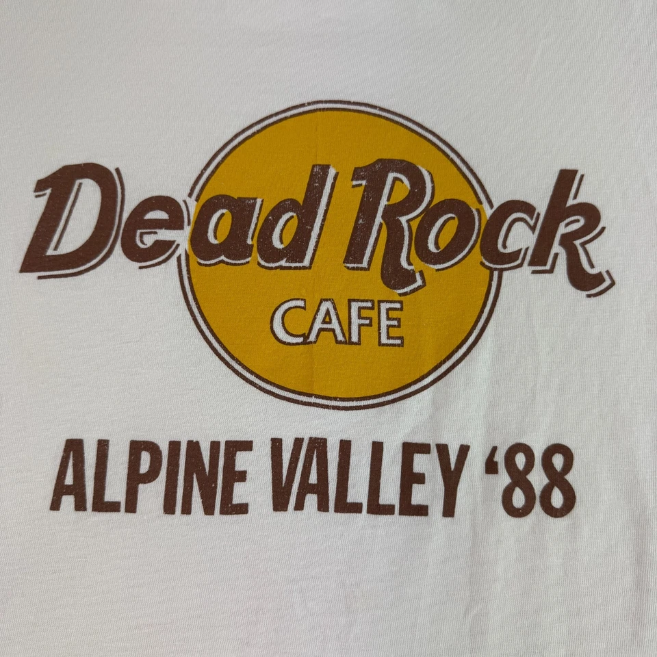 Camiseta De Colección Años 80 Dead Rock Café Grateful Dead Hard Rock Alpine Valley Blanca Grande Foto 2 de 4