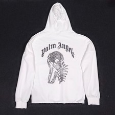 Palm Angels Hoodie Mens XL White Pullover Skeleton Skull Graphic Sweatshirt