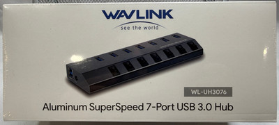 WAVLINK UH3076 SuperSpeed USB3.0 7 Port HUB with Individual Power Switches - NEW