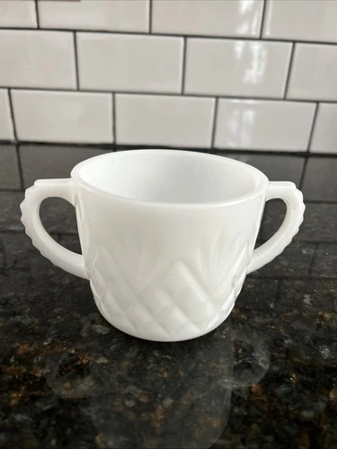 Westmoreland Thumbelina Pattern White Milk Glass Childs Set Sugar Bowl Vintage