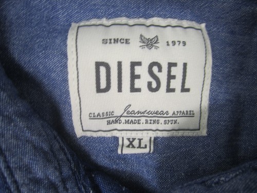 Camicia Diesel uomo XL blu con bottoni manica corta doppie tasche Union Made - Foto 4 di 10