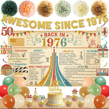Vintage Colorful 50Th Birthday Decorations for Men Women, Back in 1976 Birthday