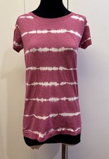 LULULEMON Swiftly Tech Short Sleeve Crew Top Pink White Tie Dye Stripe 10