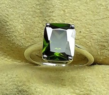 925 Sterling Silver Natural Green Sapphire Engagemant Handmade Ring Gift For Her