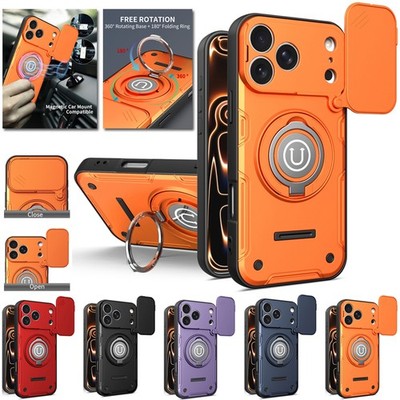 Fr Apple iPhone 17 16 15 Pro Max Shockproof Rotating Ring Kickstand Case Cover】