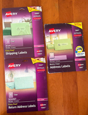 Avery  Labels for Laser: 15663 (new box),15667 (600 labels left),5661 (900 left)