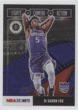 2019 Panini NBA Hoops Premium Stock Lights Camera Action Purple De'Aaron Fox ng3
