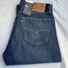 Levi s 501 Original Stretch Premium Jeans Men s 32Wx32L Dark Blue Button Fly New