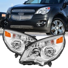 Pair Chrome Headlights Assembly w/Blubs For 2010-2015 Chevy Equinox LT/LS LH+RH