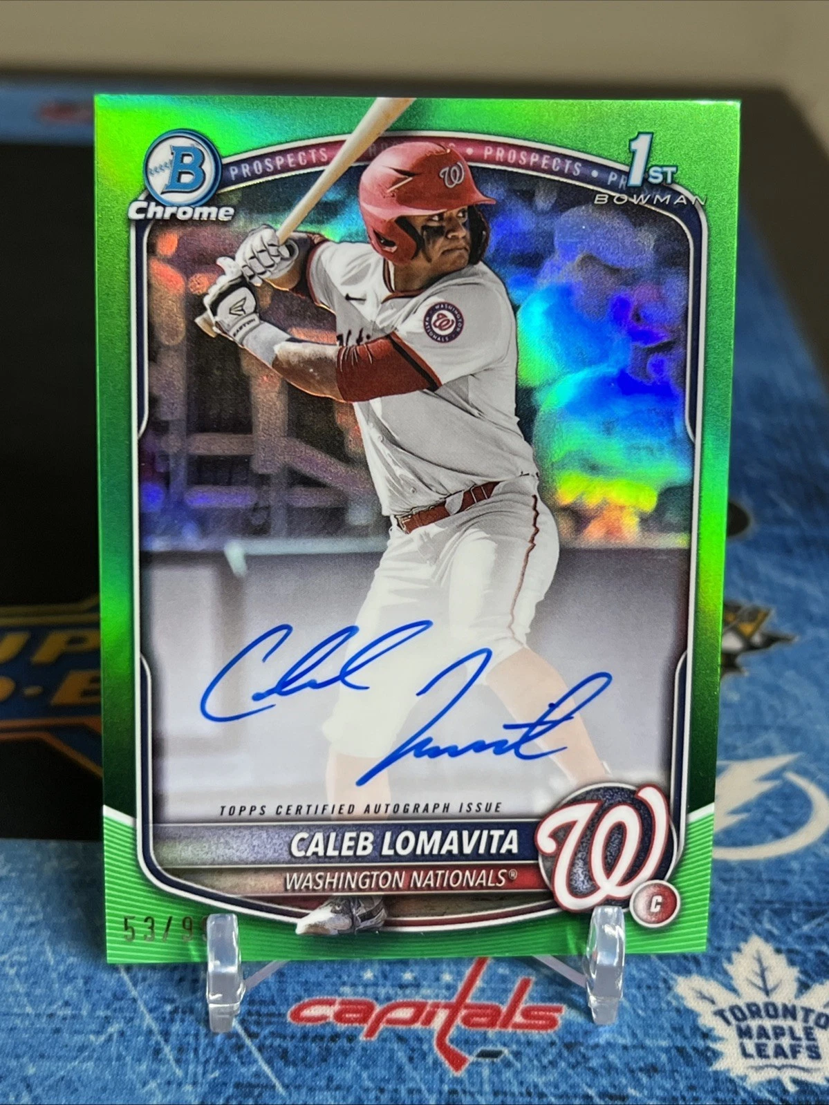 2025 Bowman Chrome Caleb Lomavita #CPA-CLO True Green Auto /99 Nationals