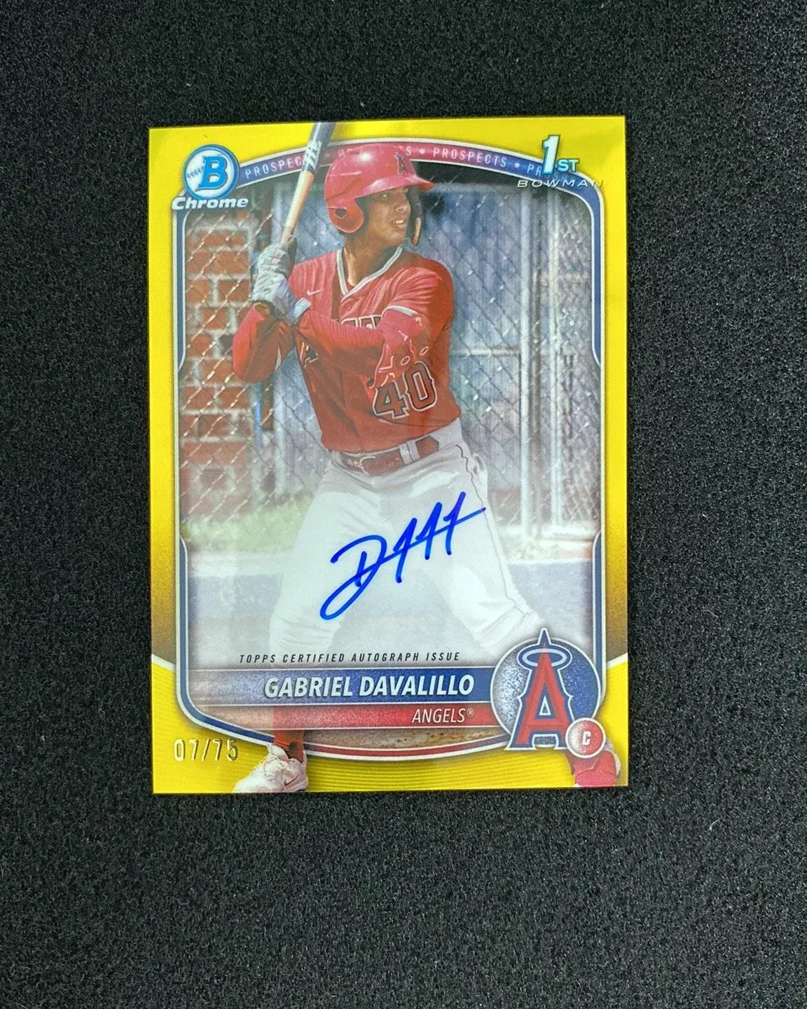 2025 Topps Bowman Chrome Yellow #CPA-GD Gabriel Davalillo 1st Auto 7/75 ZR42