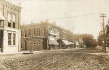White Hall IL Illinois First National Bank Street View 1909 RPPC Postcard COPY