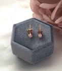 Vintage Jewellery Rose Gold Blue Opal Earrings Ear Rings Antique Deco Jewelry