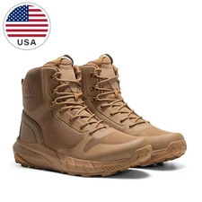 Men's Military Tactical Boots Lightweight Side Zipper Motorcycle Boots Coyote